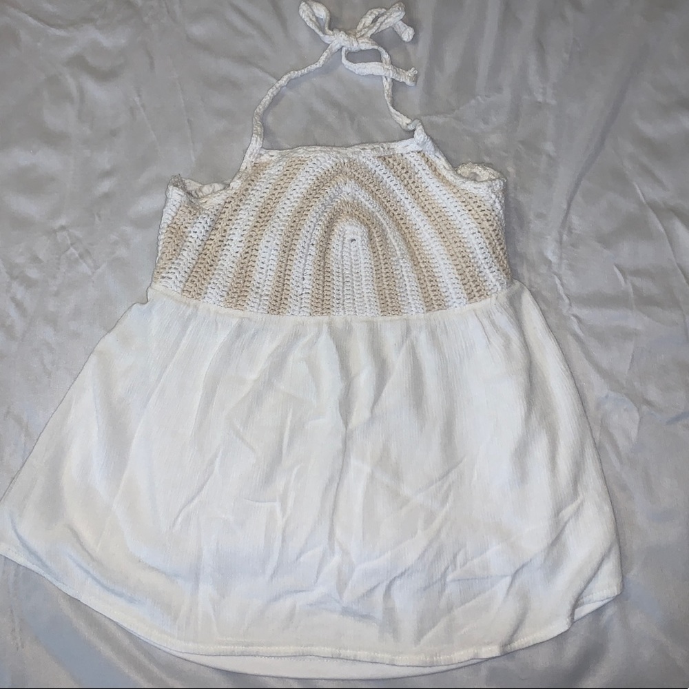 Justice girls white crochet dressy halter top